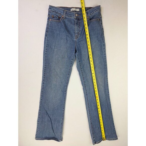 Levis Size 12 Long Womens 33" Inseam Perfectly Slimming Bootcut 512 Blue Jeans - Picture 12 of 12